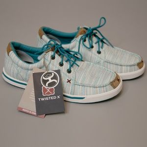 NWT Twisted X  Hooey Loper Turquoise and White Fabric Lace Up Sneakers Casual